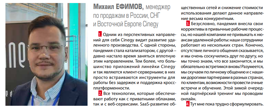Михаил Ефимов, Cinegy