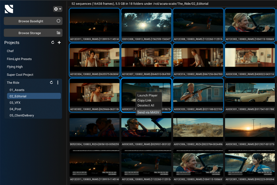 Nara, дочерний проект FilmLight, интегрировала сервис MASV