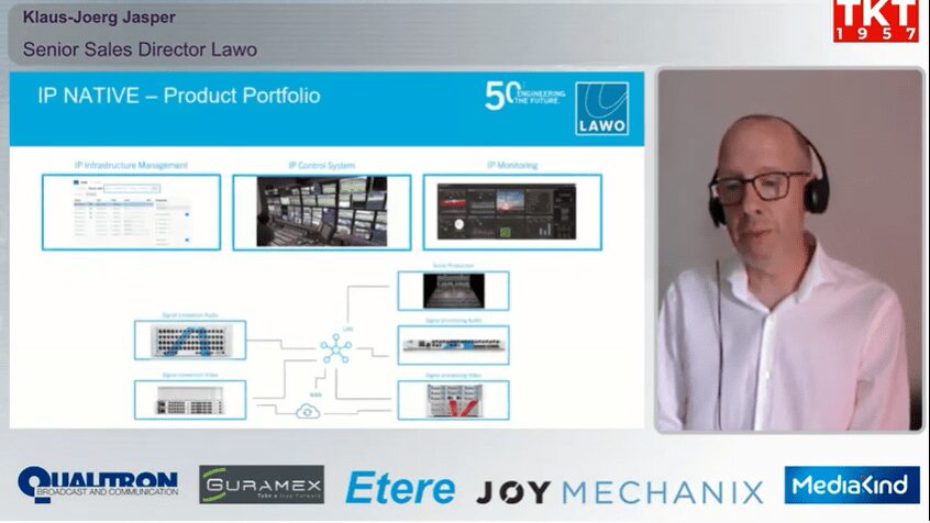 Klaus-Joerg Jasper, Sales Director of Lawo, (Germany), made a presentation at the 1st International Exhibition and Conference Broadcasting/Pro AV 2022.