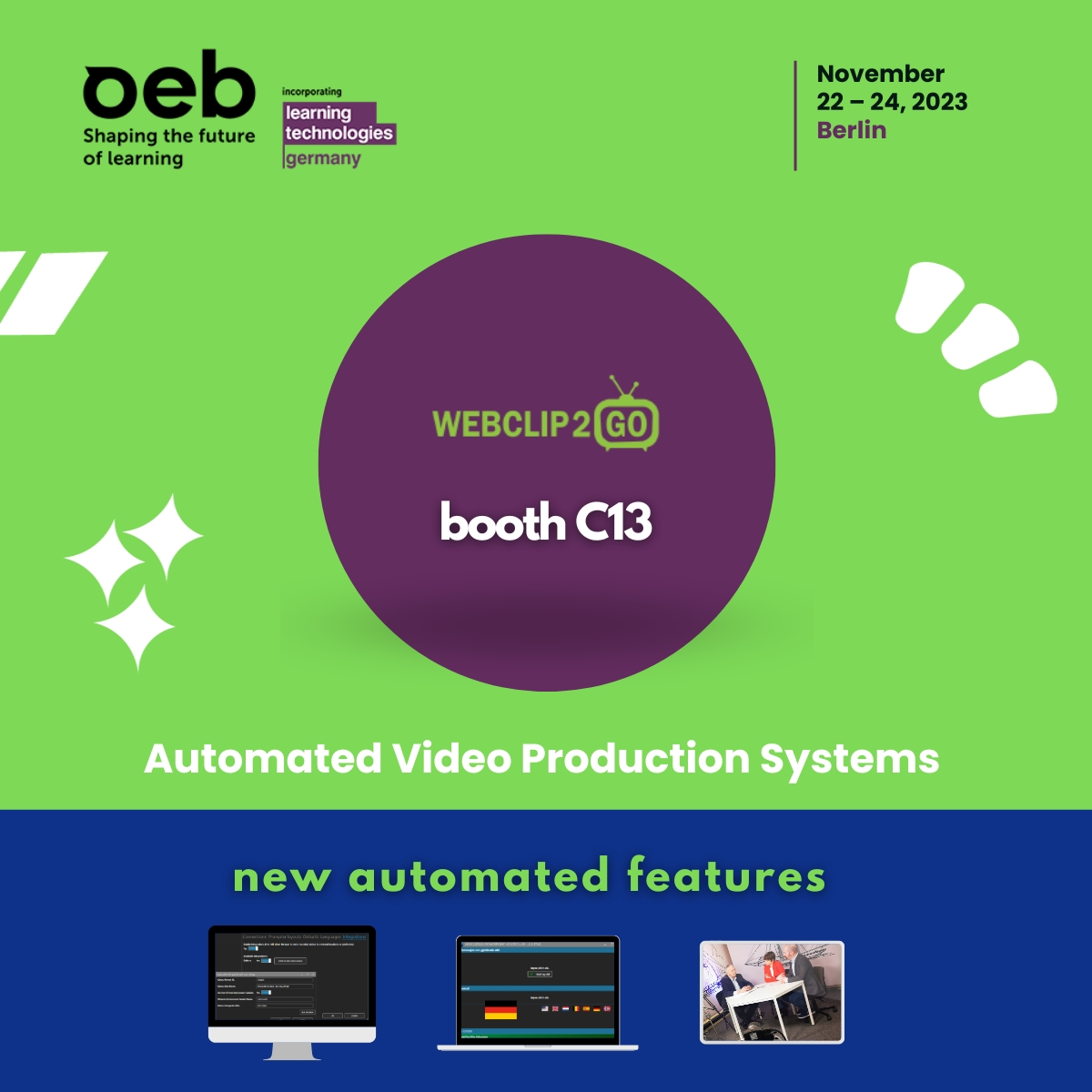 WebClip2Go to Launch ‘hardware-lite’ Video Production System at OEB 2023