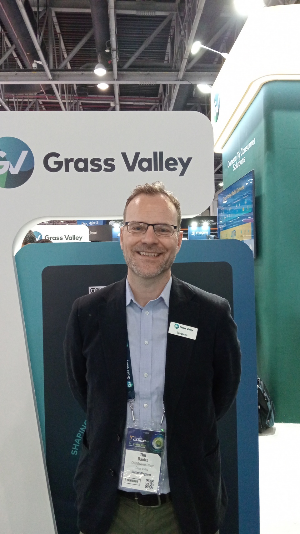 Exclusive Interview with Tim Banks, Chief Revenue Officer, Grass Valley, UK, at Cabsat 2024.
