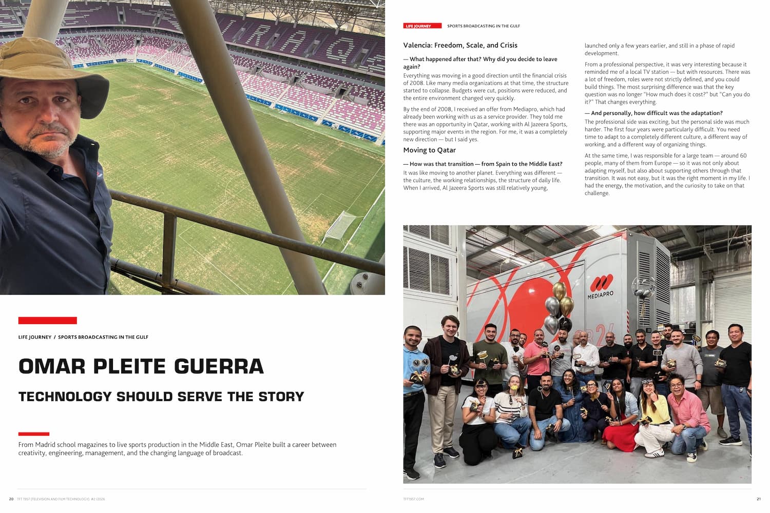 Opening spread of the Omar Pleite Guerra feature in TFT1957 Magazine October 2026, Issue 797